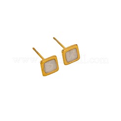 304ステンレススチールスクエアスタッドピアス  ゴールドカラー  6x6mm&nbsp;KD5584-2