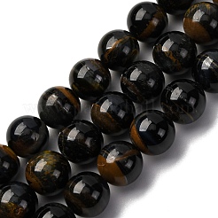 天然ブルータイガーの染め鉄ビーズ連売り  ラウンド  10mm  穴：0.7mm  約39~40個/連  15.83~16.14''（40.2~41センチメートル）&nbsp;G-G286-A03-10mm