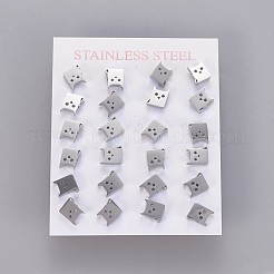 Tarnish Resistant 304 Stainless Steel Kitten Stud Earrings&nbsp;EJEW-F227-15P