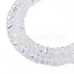 電気メッキ透明ガラスビーズ連売り  多面カット  半円  クリアAB  9x5mm  穴：1.6mm  約75個/連  16.14インチ（41cm）&nbsp;EGLA-N002-37-C01