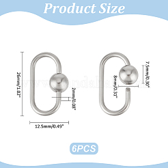 6Pcs 304 Stainless Steel Screw Carabiner Lock Charms&nbsp;STAS-UN0060-18