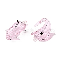 手作りランプワークペンダント  イルカ  パールピンク  27~30x21~24x15~17mm  穴：1~1.6mm&nbsp;LAMP-H068-01B