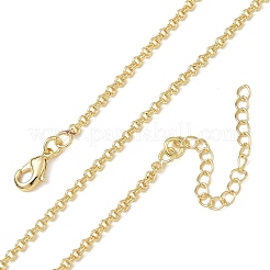 女性用2mm真鍮製ダブルリンクチェーンネックレス  長持ちメッキ  ゴールドカラー  16.14インチ（41cm）&nbsp;KK-CBA2293-18G