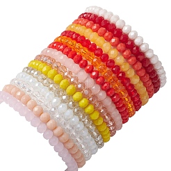 15Pcs 15 Styles Faceted Rondelle Glass Beaded Stretch Bracelet Sets&nbsp;BJEW-JB10837