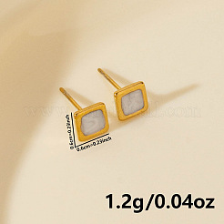 304ステンレススチールスクエアスタッドピアス  ゴールドカラー  6x6mm&nbsp;KD5584-2