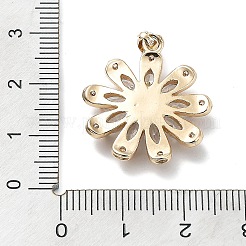 真鍮とK9ガラスのペンダント  花のチャーム  ライトゴールド  24x21.5x4mm  穴：4x2.5mm&nbsp;KK-Z031-01KCG