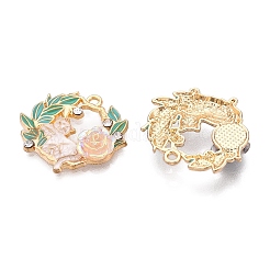 Rack Plating Alloy Enamel Pendants&nbsp;ENAM-N056-371KCG-01