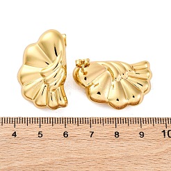 女性用フラワー 304 ステンレス スタッド イヤリング  左右  ゴールドカラー  32x20.5mm&nbsp;EJEW-A125-71G