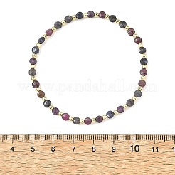 Natural Red Corundum/Ruby and Sapphire Faceted Beaded Stretch Bracelets for Women&nbsp;BJEW-JB14254