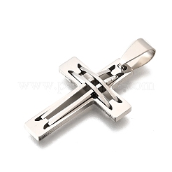 ステンレスペンダント201個  クロスチャーム  ステンレス鋼色  30.5x21x4mm  穴：4.5x8.5mm&nbsp;STAS-R166-04P