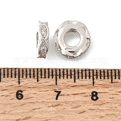 インフィニティブラス マイクロパヴェ クリアキュービックジルコニア ヨーロピアンビーズ  大きな穴ビーズロンデル  ラックめっき  長持ちメッキ  鉛フリー＆カドミウムフリー  プラチナ  10x2.7mm  穴：4.3mm&nbsp;KK-Z156-11P