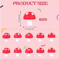 キノコシリコンフォーカルビーズ20個  DIYネックレスの製作  レッド  18mm  穴：2mm&nbsp;JX901D