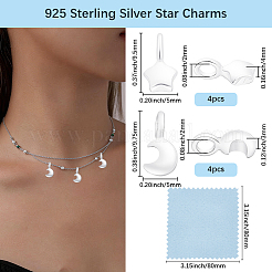 8Pcs 2 Styles Moon & Star 925 Sterling Silver Charms&nbsp;STER-BBC0009-95