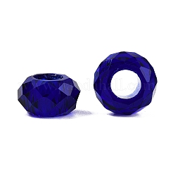 ガラスヨーロピアンビーズ  大穴ビーズ  芯金がない  ロンデル  ミディアムブルー  14x8mm  穴：5mm&nbsp;GDA007-25