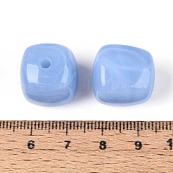 不透明なアクリルビーズ  正方形  コーンフラワーブルー  17x16x16mm  穴：2.7mm&nbsp;OACR-ZX006-33F