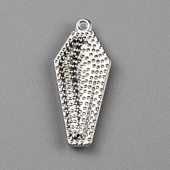 ハロウィンテーマアロイエナメルペンダント  クロスチャーム付き棺  プラチナ  暗赤色  26x11x3mm  穴：1.2mm&nbsp;FIND-WH0416-52A-P