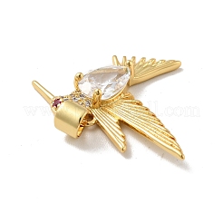 Bird Brass Micro Pave Clear Cubic Zirconia Pendants&nbsp;KK-G419-28G
