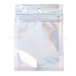 長方形のジッパー付きプラスチック製グリッターホログラフィックバッグ  再封可能なバッグ  透明  10x7cm  穴：6mm  片側の厚さ：2.3ミル（0.06mm）&nbsp;OPP-YWC0001-7X10
