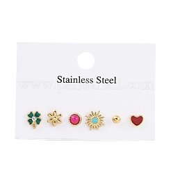 304 Stainless Steel Rhinestone Stone Dyeing Stud Earrings&nbsp;EJEW-S224-04G-01