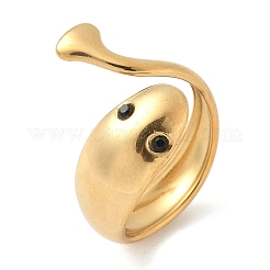 女性用304ステンレススチールオープンカフリング  ヘビ  ゴールドカラー  usサイズ7 1/4(17.5mm)&nbsp;RJEW-K293-03G