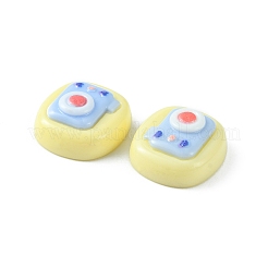 不透明なかわいい漫画の樹脂カボション  長方形  きいろ  15.5~17x16~17.5x7.5~8mm&nbsp;CRES-O006-06A