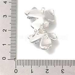 Brass Clear Cubic Zirconia & Glass Flower Connector Charms&nbsp;KK-K388-63S