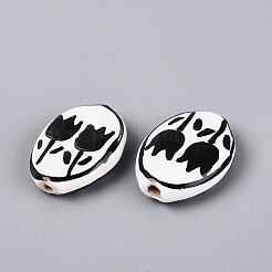 Hand Painted Tulip Porcelain Beads&nbsp;PORC-Q006-11A