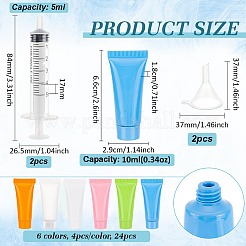 プラスチック詰め替え可能なスクイズボトルソフトチューブ  ネジ式手押し式接着剤ディスペンサー（針なし）付き  プラスチック漏斗ホッパー  ミックスカラー  6.6x2.9x1.8cm  容量：10ml（0.34液量オンス）&nbsp;TOOL-BC0002-70B