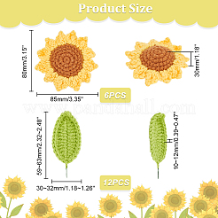 18Pcs 2 Style Hand Knitting Wool Sunflower and Leaf&nbsp;DIY-GA0006-11
