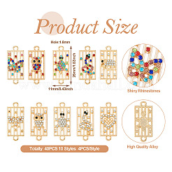 40Pcs 10 Styles Alloy Rhinestone Connector Charms&nbsp;FIND-TA0002-01