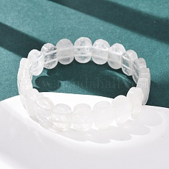 天然水晶ファセットビーズストレッチブレスレット（女性用）  オーバル  ビーズ：14x10x5.5mm  内径：2.32インチ（5.9cm）&nbsp;BJEW-K251-07T