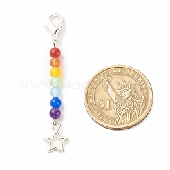 Chakra Theme Natural & Dyed Malaysia Jade Beaded Pendant Decorations&nbsp;HJEW-JM00642-02
