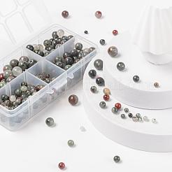 340個4サイズの天然アフリカンブラッドストーンビーズ  ヘリオトロープ石ビーズ  ラウンド  4mm / 6mm / 8mm / 10mm  穴：1mm&nbsp;G-LS0001-32