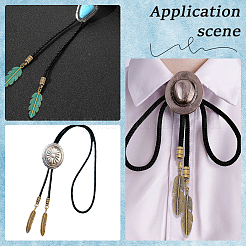 6Pcs 6 Colors Alloy Cord Ends with Feather Charms&nbsp;FIND-GF0009-05