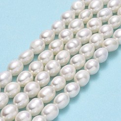 天然養殖淡水パールビーズ連売り  ライス  リネン  6~6.5x5~5.5mm  穴：0.7mm  約50~53個/連  13.78''（35センチメートル）&nbsp;PEAR-J006-17D