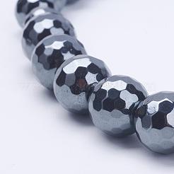 磁気無し合成ヘマタイトネックレス  ビーズのネックレス  マグネットクラスプ付き  多面カット  18.5インチ（47cm）&nbsp;NJEW-K080-02