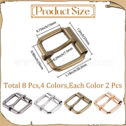 8Pcs 4 Colors Roller Buckles for Bag Strap Connector&nbsp;IFIN-CL0001-12