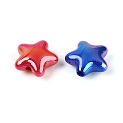 UVメッキ不透明アクリルビーズ  虹色の  スター  ミックスカラー  20x21.5x10mm  穴：3mm&nbsp;SACR-T035-08M
