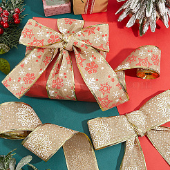 2 Rolls 2 Styles Christmas Themes Imitation Cotton Ribbon&nbsp;OCOR-GF0005-71A