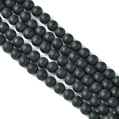 染色・加熱された天然黒瑪瑙ビーズ連売り  艶消し  ラウンド  6mm  穴：1mm  約31個/連  7.4インチ&nbsp;X-G-P088-14-6mm