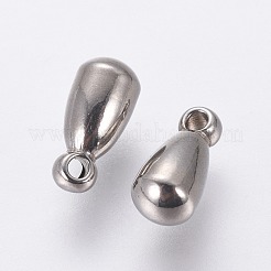 変色しない201ステンレススチールチャーム  チェーンタグ  ティアドロップ  ステンレス鋼色  7x3.5mm  穴：1mm&nbsp;STAS-F230-01P