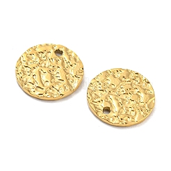 304ステンレススチールチャーム  テクスチャ  フラットラウンドのチャーム  18KGP本金メッキ  12x1mm  穴：1mm&nbsp;STAS-Z047-02G