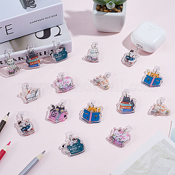 プラスチック製携帯用防塵プラグ2セット  アクリルパーツ付き  プラチナ  ミックスカラー  34.5~44.5mm&nbsp;HJEW-ME0001-21A