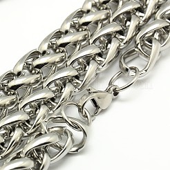 変色しにくいファッショナブルな304ステンレススチール製男性用チェーンネックレス  カニカン付き  ステンレス鋼色  29.92インチ（76cm）x10mm&nbsp;STAS-A028-N002P