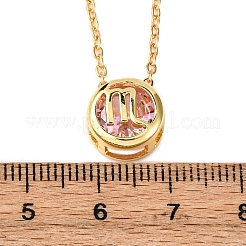 Brass Pave Cubic Zirconia Birth Stone Constellation Pendant Cable Chain Necklaces&nbsp;NJEW-D334-01G-08