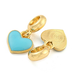 Rack Plating Alloy Enamel Heart European Dangle Charms&nbsp;FIND-B034-21G-05