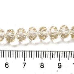 透明ベーキングペイントガラスビーズ連売り  多面カット  ロンデル  ナバホホワイト  8x6mm  穴：1.4mm  約60~62個/連  39~40cm&nbsp;DGLA-A034-T8mm-D02