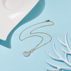 Natural Rose Quartz Teardrop Pendant Necklace&nbsp;NJEW-JN03900-01
