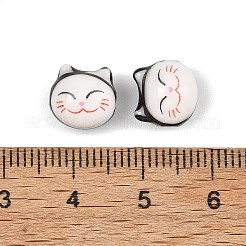手作りの陶器ビーズ  猫の形  ブラック  9x9.5x8~8.5mm  穴：1.8~2mm&nbsp;PORC-F014-02F