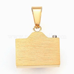 304ステンレススチールキュービックジルコニアペンダント  カメラ  ゴールドカラー  19.5x19.5x10mm  穴：5x10mm&nbsp;STAS-F168-34G